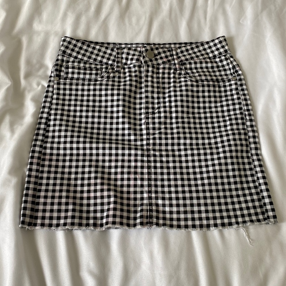 Black and white plaid mini skirt